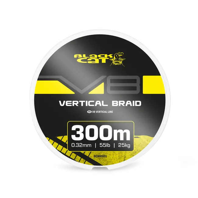 Fir Textil Somn Black Cat V8-Line – 300m, 0,32mm si 0,41mm, Pescuit Vertical