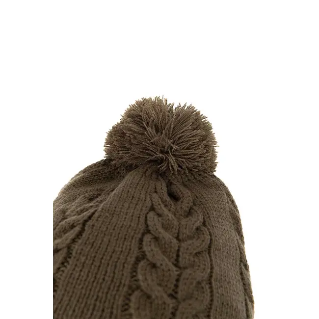 Caciula Fox Khaki Knitted Bobble Hat – Captuseala Fleece, Marime Universala