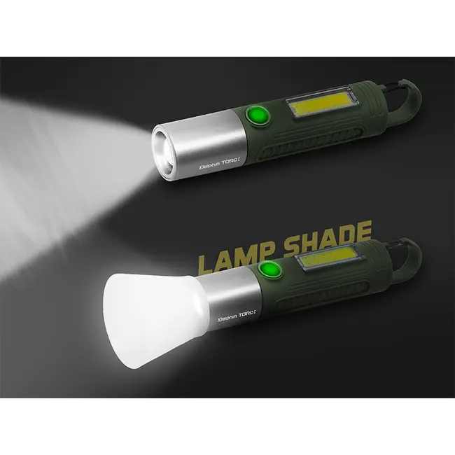 Lampa Camping Delphin TORIX – 170lm, Zoom, LED Verde