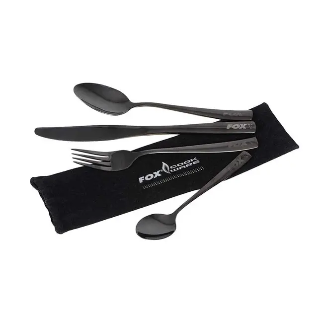 Set Tacamuri Fox Cookware Black Stainless – 4 Piese cu Husa