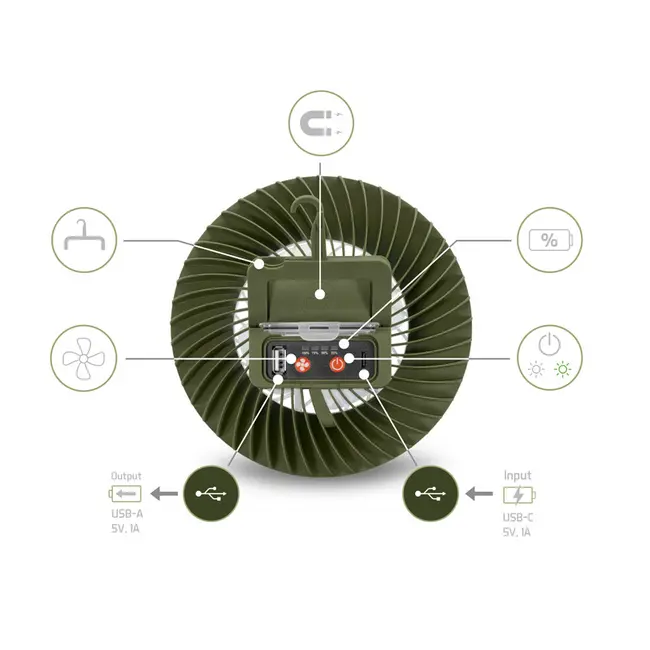 Ventilator cu Lampa Delphin VENTIX – LED 350lm, Power Bank 4400mAh