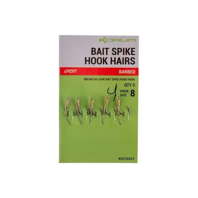 Carlige Legate Korum Bait Spike Hook Hairs Barbed, 5buc/plic