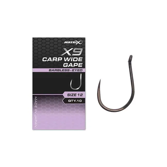 Carlige Matrix X9 Carp Wide Gape Hooks Barbless, 10buc/plic