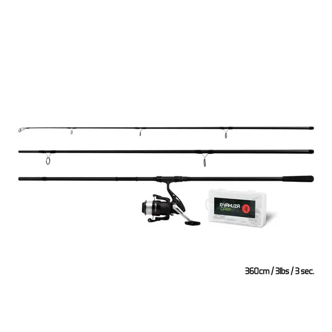 Set Pescuit Crap Delphin YAKUZA 360, 3.60m, 3lbs, 3buc + Mulineta 6000 cu Fir + Accesorii