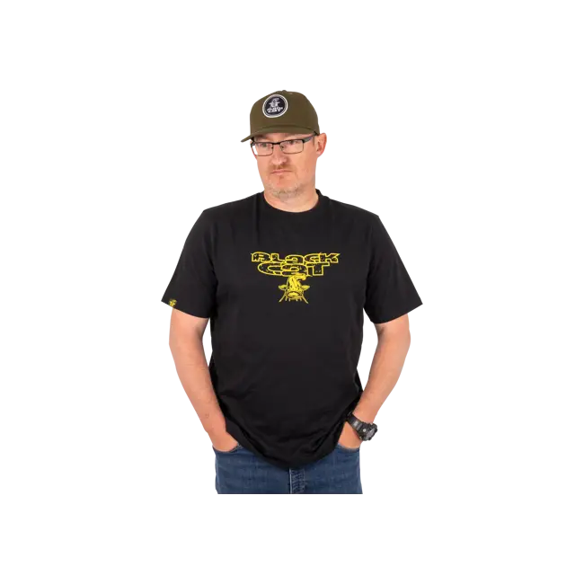 Tricou BLACK CAT Black Tee Distressed Logo