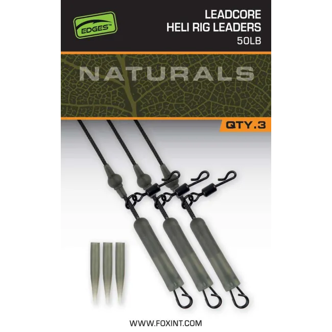 Montura Helicopter Fox Naturals Leadcore Heli Rig Leaders, 3buc/plic