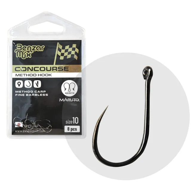 Carlige Benzar Mix Concourse Method Carp Fine Barbless, 8buc/plic