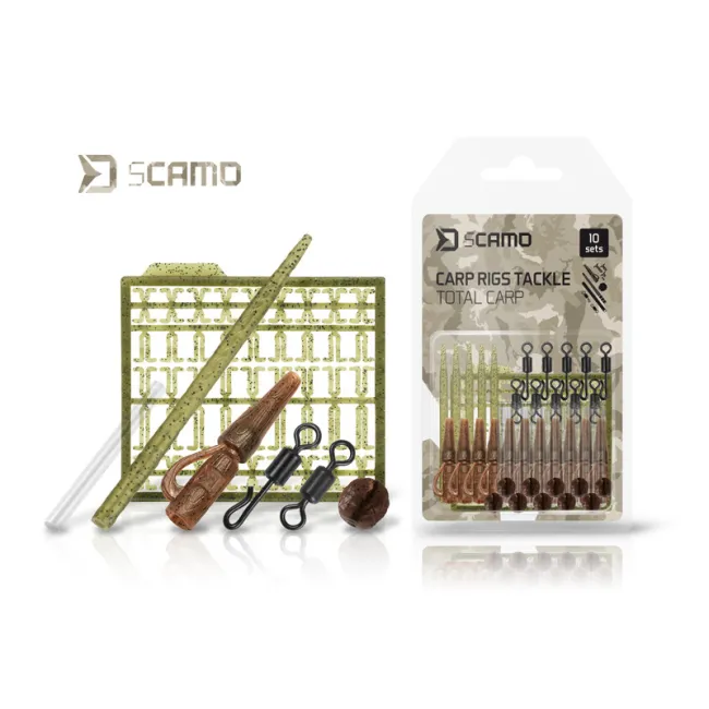 Set accesorii monturi crap Delphin sCAMO Total CARP, 10 seturi/plic