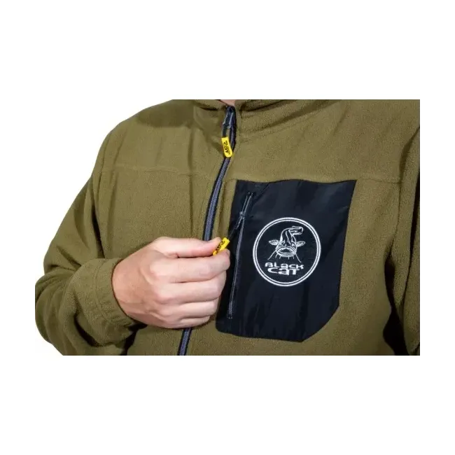 Jacheta Black Cat Fleece ,100% Fleece, Kaki-Negru