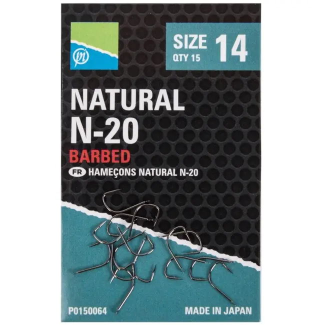 Carlige cu Micro Barbeta Preston Natural N-20, 15buc/plic