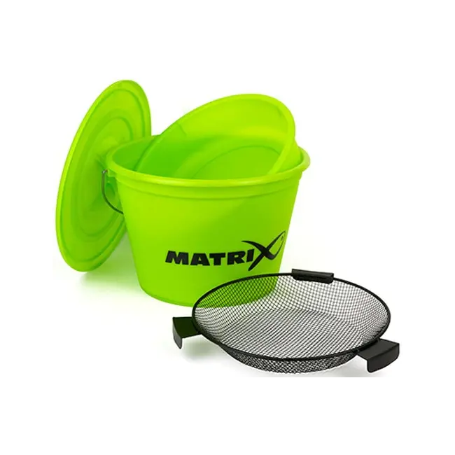 Set Nadire Matrix Fishing Lime Bucket, Galeata 20L + Capac + Lighean + Sita Ø=35cm