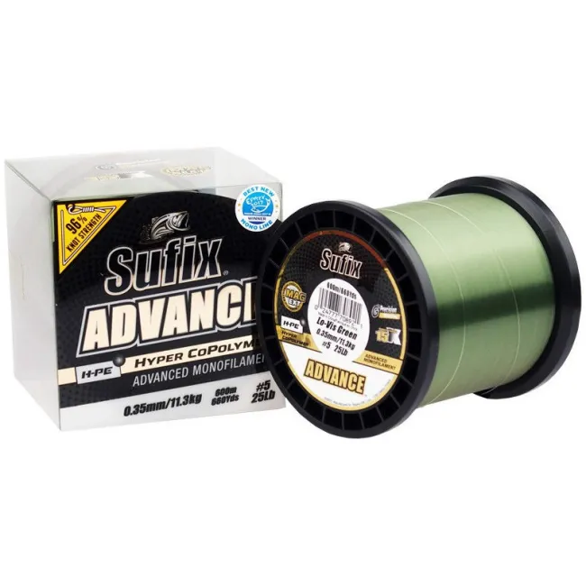 Fir Monofilament Sufix Advance HMPE Hyper CoPolymer, Lo-Vis Green, 1000m
