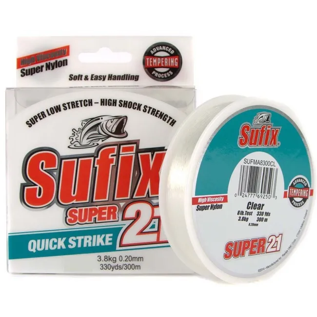 Fir Monofilament Sufix Super 21 Low Stretch, Clear, 300m