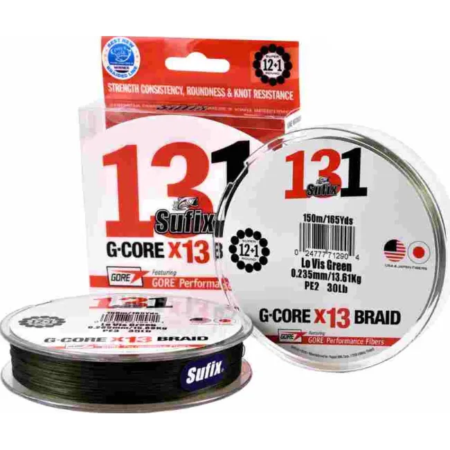 Fir Textil Sufix 131 G-CORE X13 Braid, Lo Vis Green, 150m