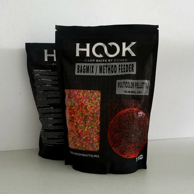 Pelete de Nadire Hookbaits MultiColor Pellet Mix, 4mm, 1kg - Usturoi