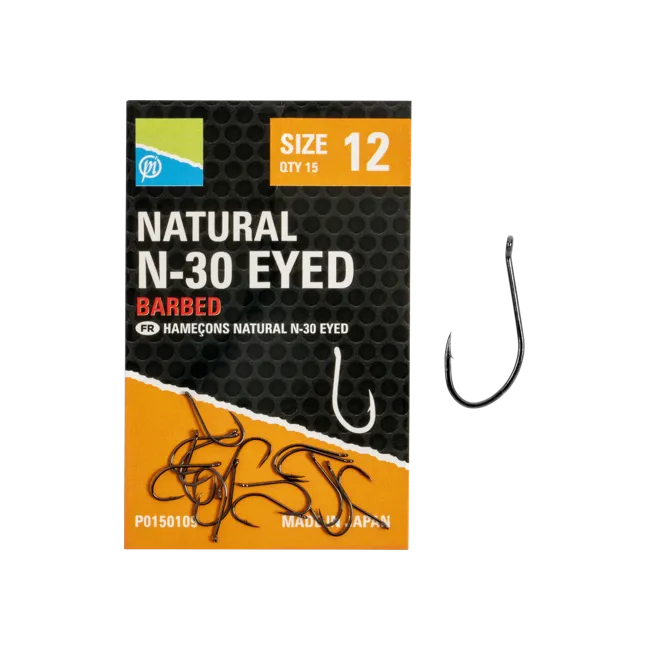 Carlige Preston Natural N-30 Eyed,15buc/plic