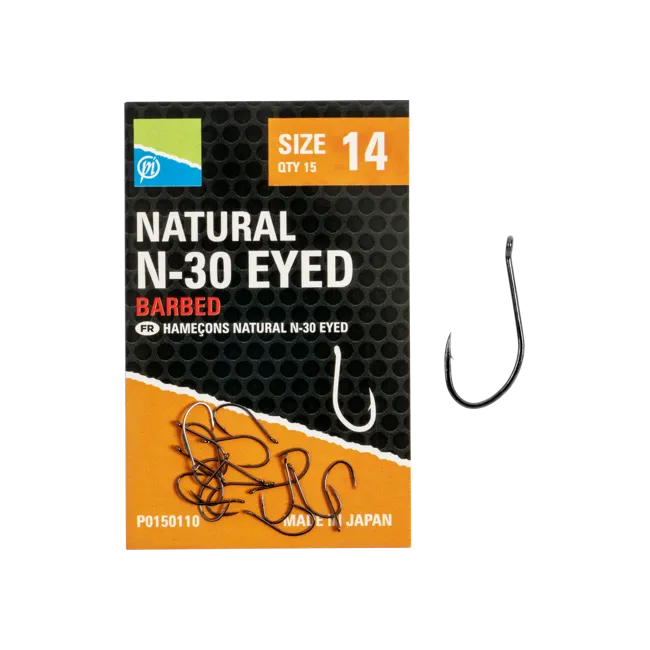 Carlige Preston Natural N-30 Eyed,15buc/plic