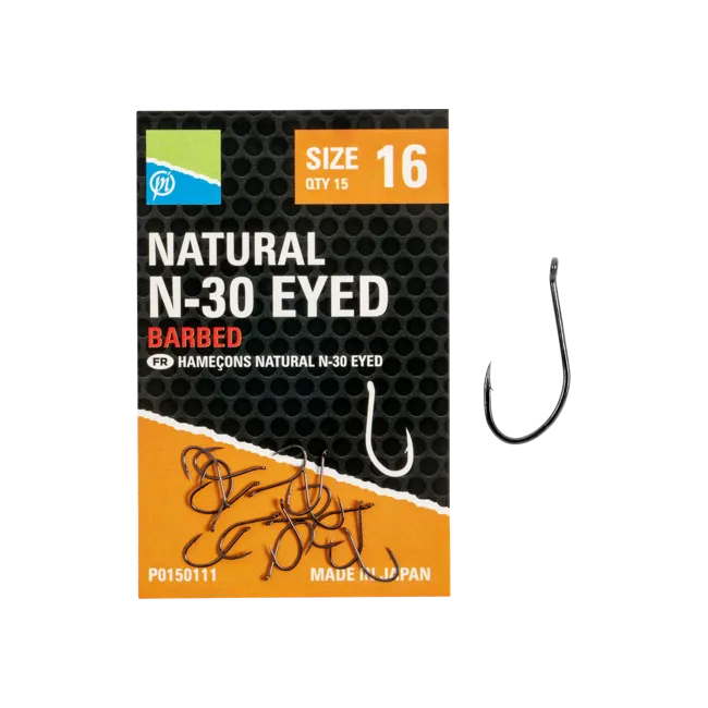 Carlige Preston Natural N-30 Eyed,15buc/plic