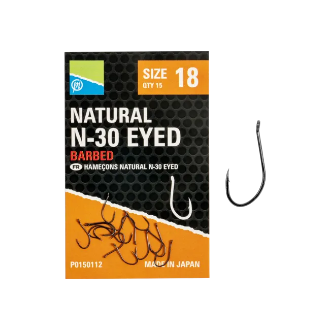 Carlige Preston Natural N-30 Eyed,15buc/plic
