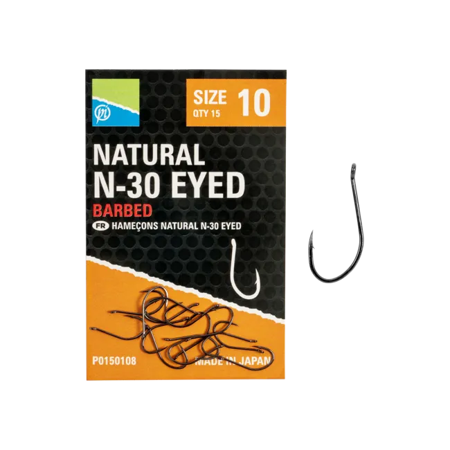 Carlige Preston Natural N-30 Eyed,15buc/plic