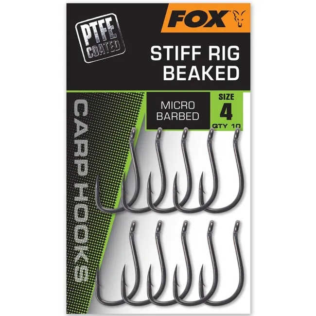 Carlige Fox Stiff Rig Beaked Micro Barbed, 10buc/plic