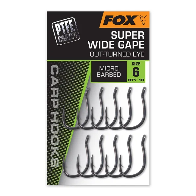 Carlige Fox Super Wide Gape Outturned Eye Micro Barbed 10buc/plic
