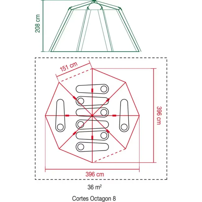 Cort 8 Persoane Coleman Cortes Octagon 8 Orange