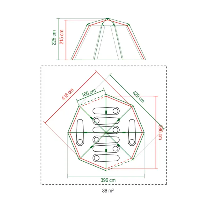 Cort Coleman Cortes Octagon 8 persoane, Gri,  85x30x30cm