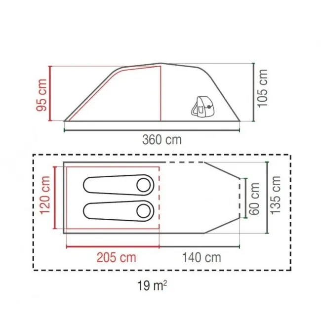 Cort Cort Coleman Cortes 2 persoane, Albastru