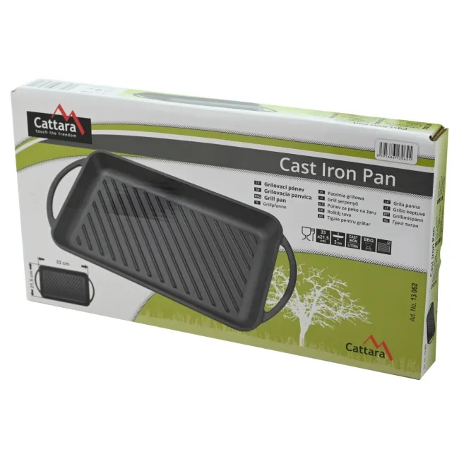 Plita grill Cattara din fonta cu manere , 33x21.5cm, inaltime 3cm