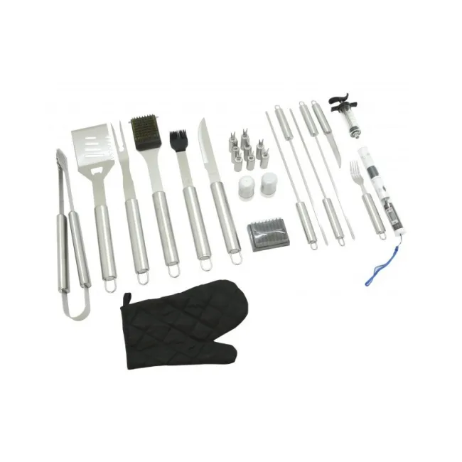 Set 27 ustensile pentru gratar Cattara, husa textila, seringa marinat, termometru