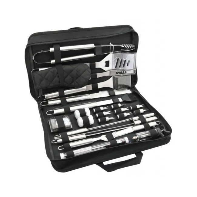 Set 27 ustensile pentru gratar Cattara, husa textila, seringa marinat, termometru