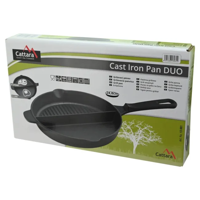 Tigaie fonta Cattara, 25cm, doua compartimente, neteda si grill