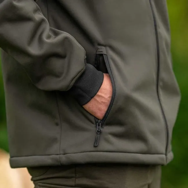 Jacheta Avid Carp Thermite Soft Shell Hoodie, Kaki