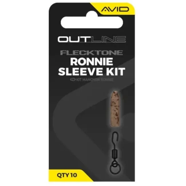 Kit Monturi Avid Carp Outline Flecktone Ronnie Rig Sleeve Kit, 10buc/plic