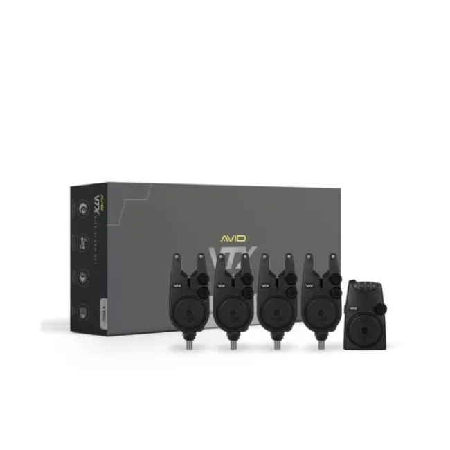 Set Avid Carp VTX 4+1 Bite Alarm, Avertizoare + Statie