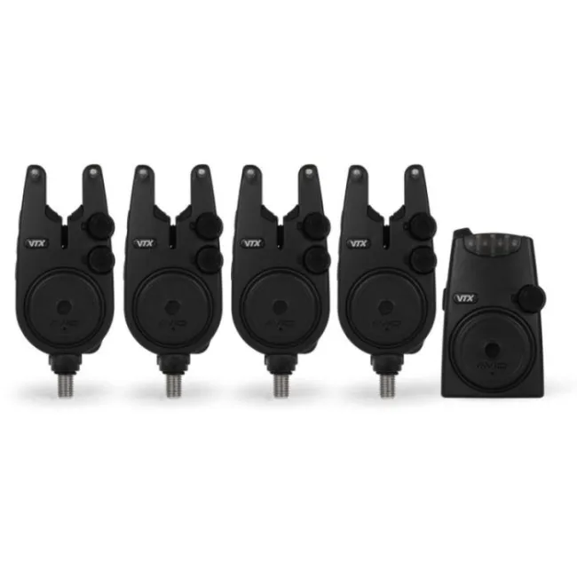 Set Avid Carp VTX 4+1 Bite Alarm, Avertizoare + Statie
