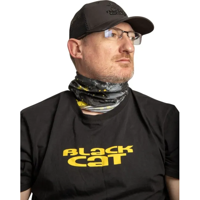 Bandana Black Cat Snood, Black/Yellow