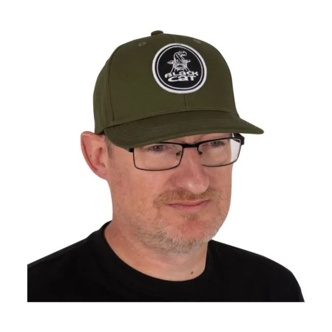Sapca Black Cat Green Flat Peak Cap, Verde
