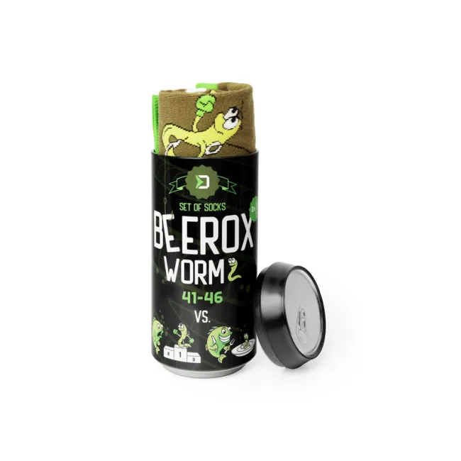 Set Sosete Delphin BEEROX Worm Socks Set in a Can – 2 Perechi, Ambalaj Tip Doza