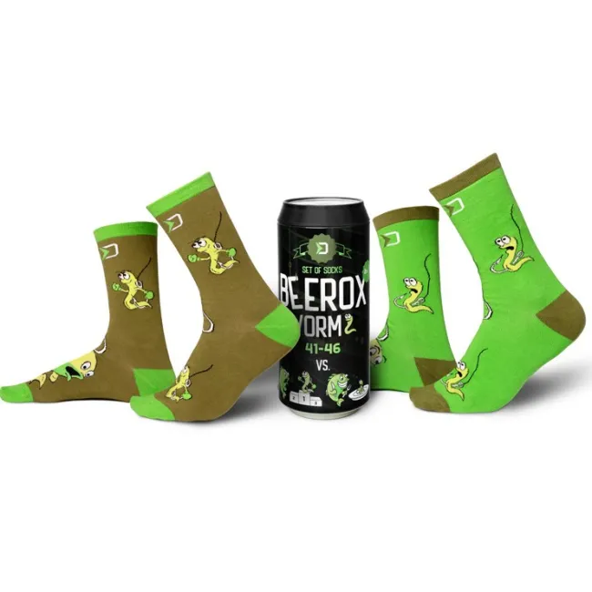 Set Sosete Delphin BEEROX Worm Socks Set in a Can – 2 Perechi, Ambalaj Tip Doza