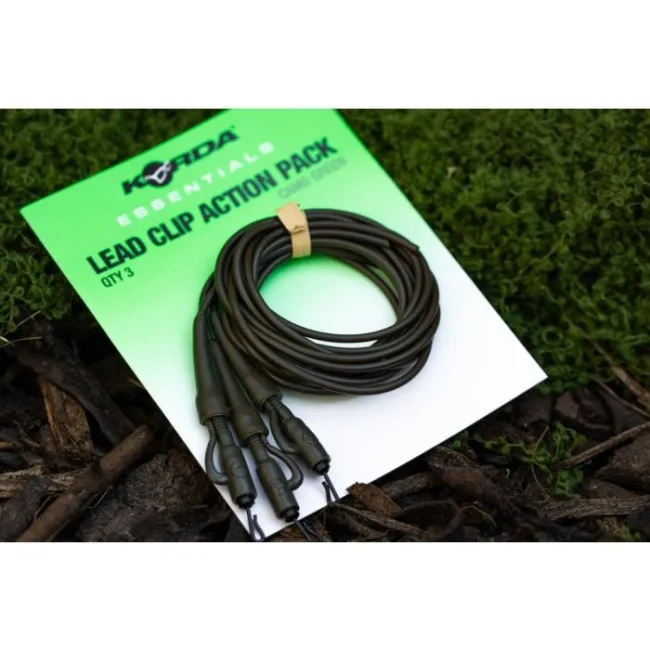 Kit Montura Plumb Pierdut Korda Essentials Lead Clip Action Pack, Camo Green
