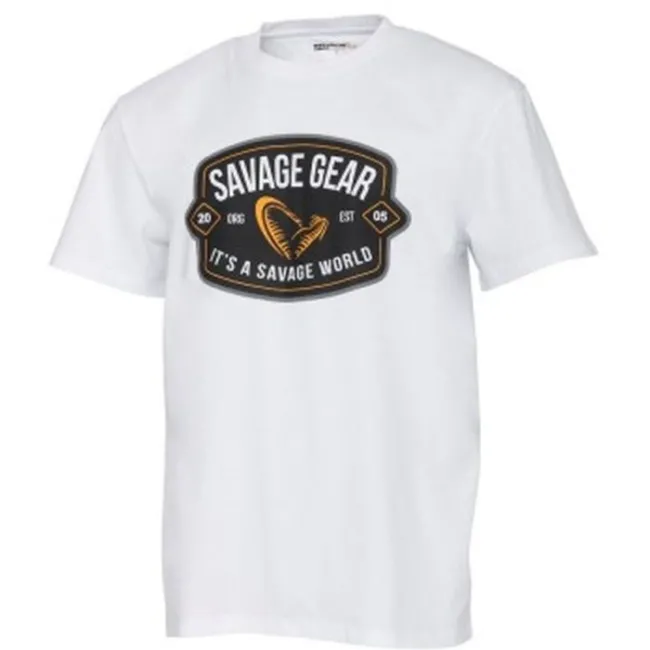 Tricou Savage Gear Badge Logo Tee, Alb