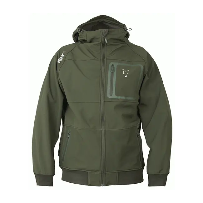Jacheta Softshell FOX Collection Green & Silver Shell Hoodie