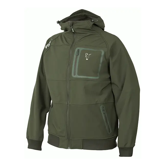 Jacheta Softshell FOX Collection Green & Silver Shell Hoodie