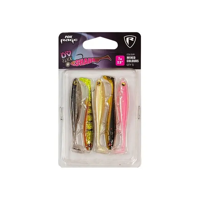 Kit Shad Fox Rage Slick Shad UV Mixed Colour, 9cm, 5buc/plic