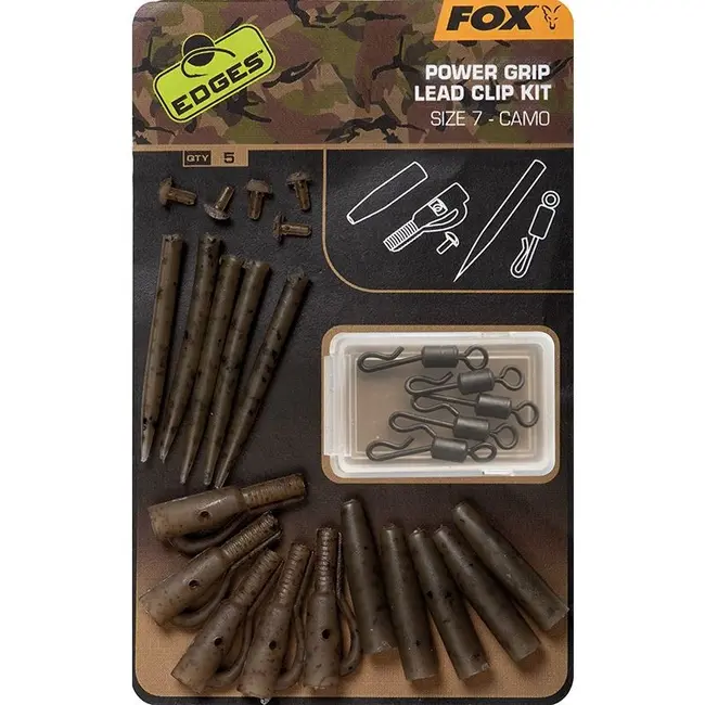 Kit Monturi Fox Edges Power Grip Lead Clip Camo, 5x5buc/set