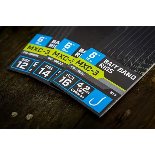 Riguri Matrix MXC-3 Barbless Bait Band Rigs, 15cm, 8buc/plic