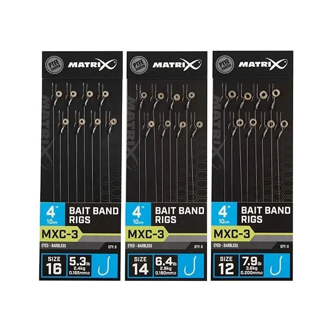 Riguri Matrix MXC-3 Barbless Bait Band Rigs, 10cm, 8buc/plic