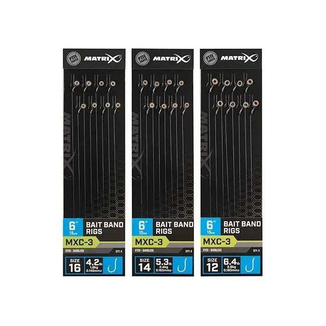 Riguri Matrix MXC-3 Barbless Bait Band Rigs, 15cm, 8buc/plic